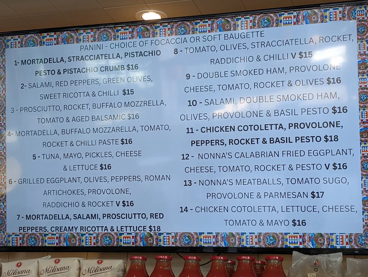 Menu, Andiamo Cantina