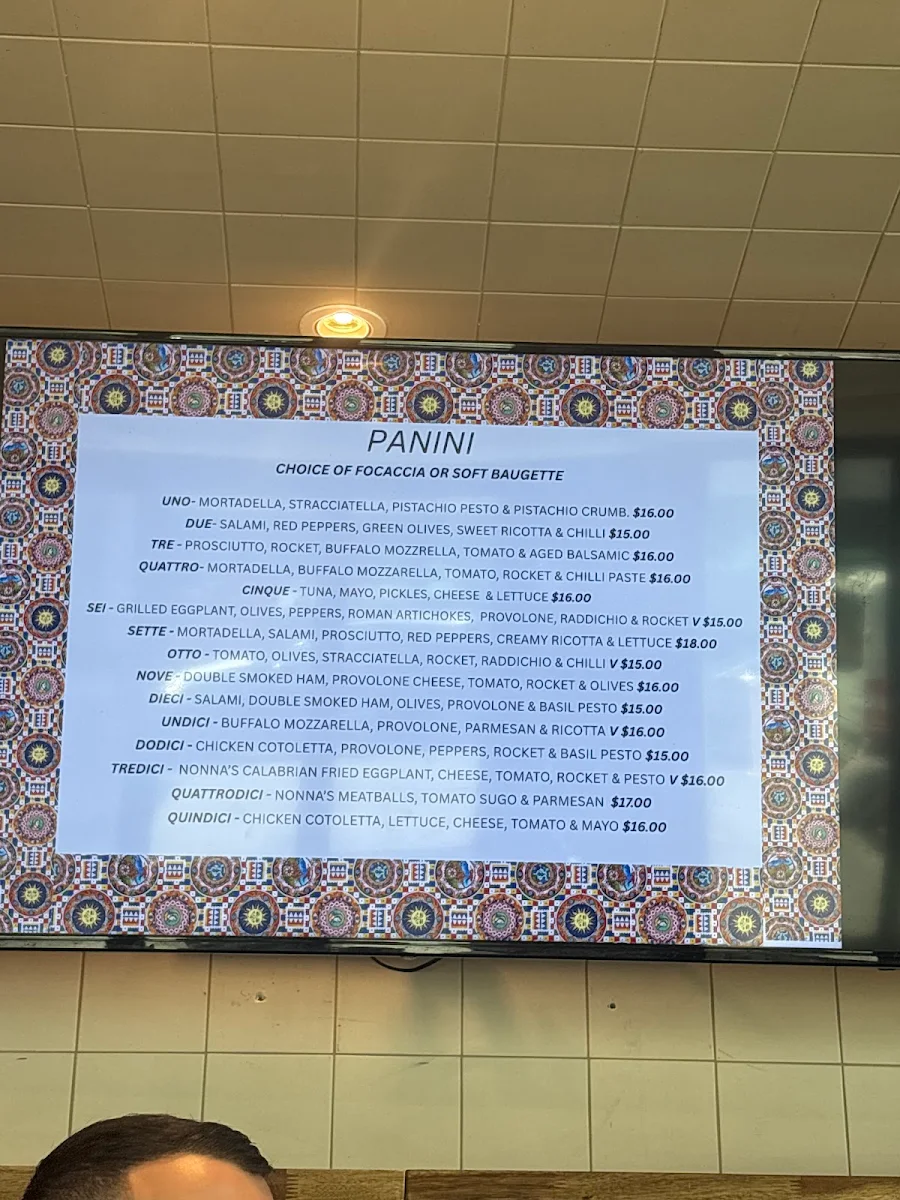 Menu, Andiamo Cantina