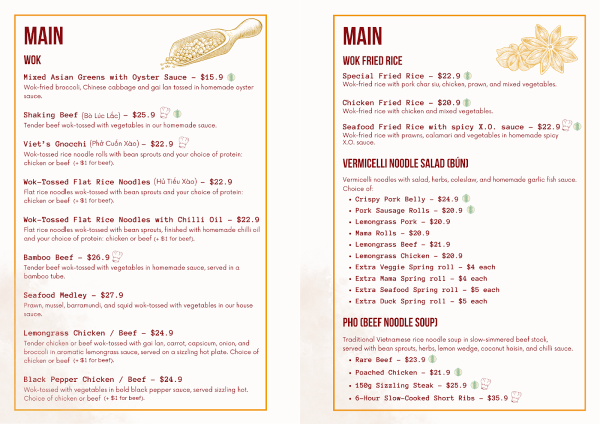 Menu, Hoi An Terrigal