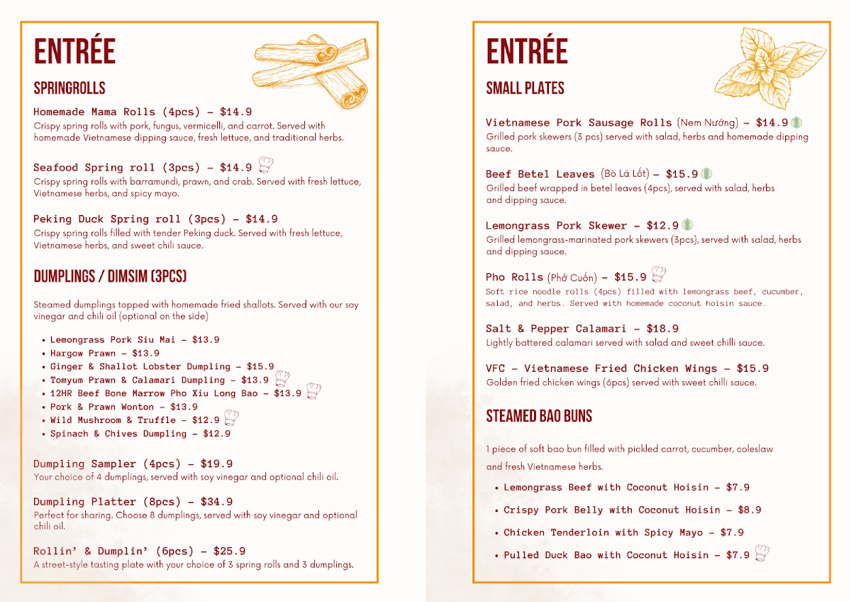 Menu, Hoi An Terrigal