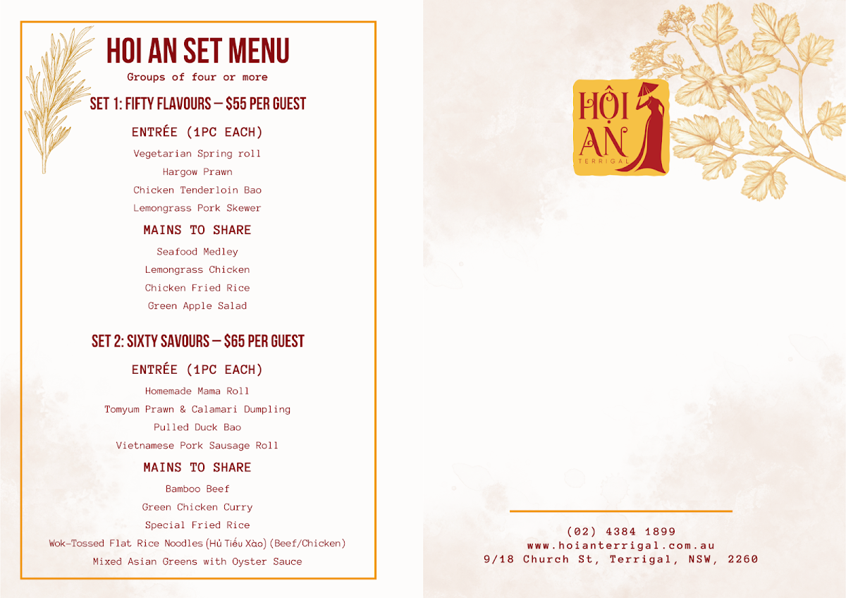 Menu, Hoi An Terrigal