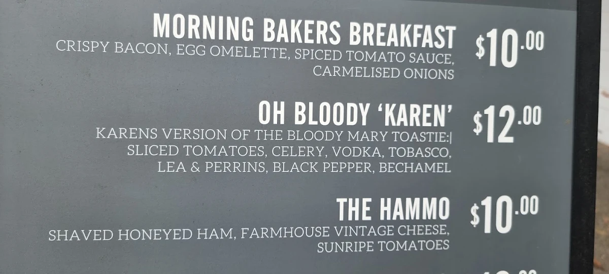 Menu, Baketico by Wonder Pies Collingwood