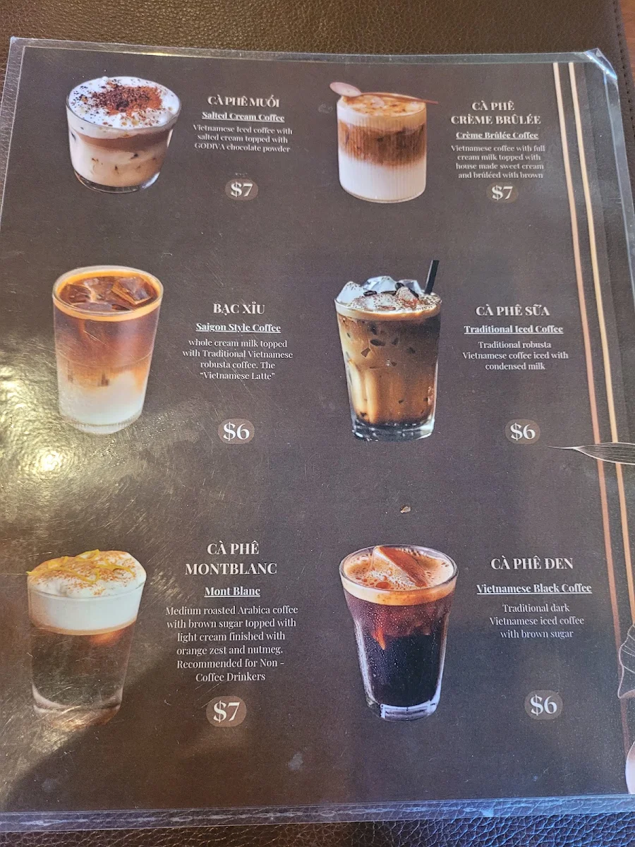 Menu, Bún Ngon Springvale 越南餐