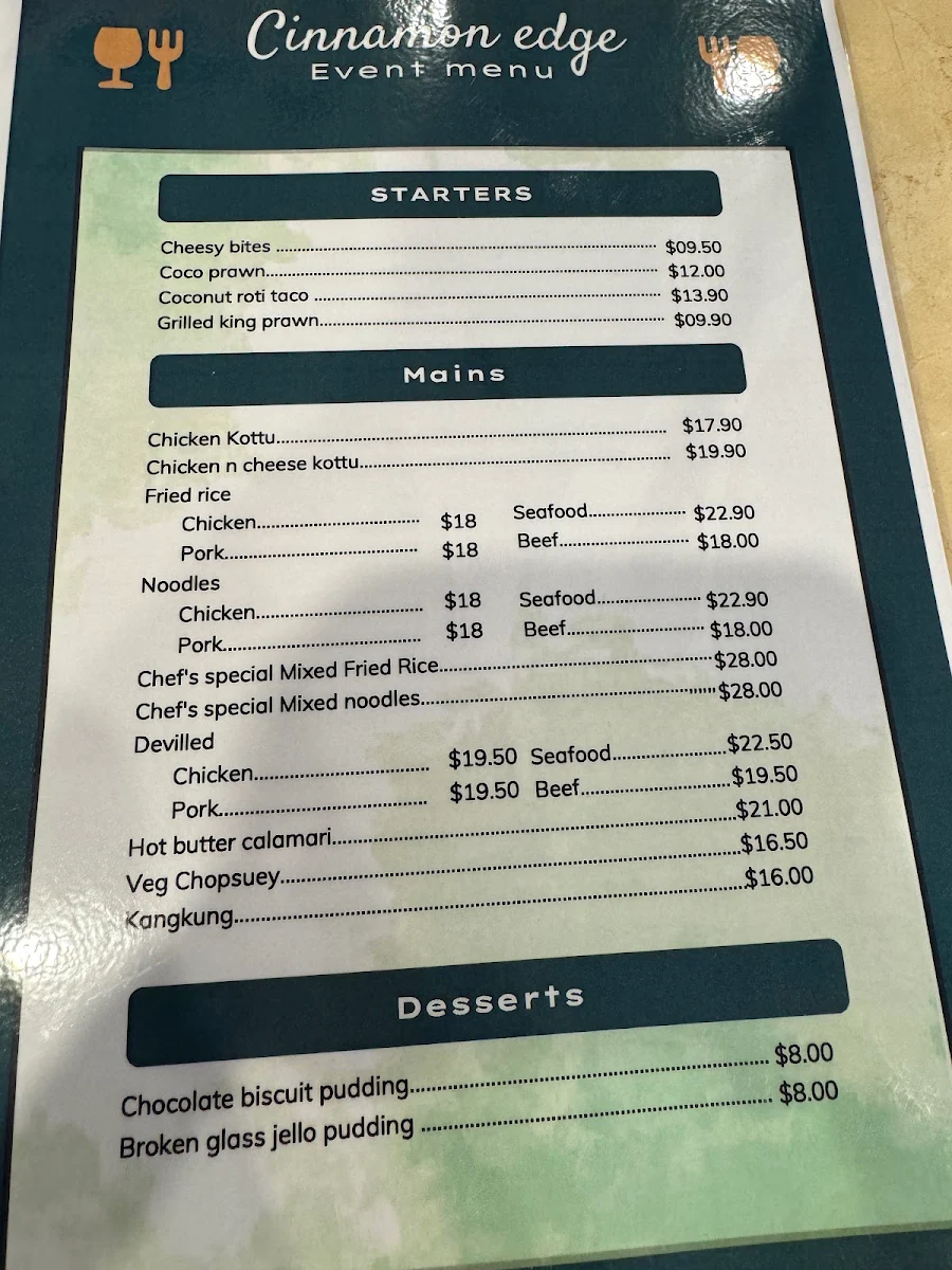 Menu, Cinnamon Edge
