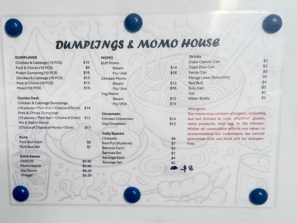 Menu, Dumplings & MoMo House