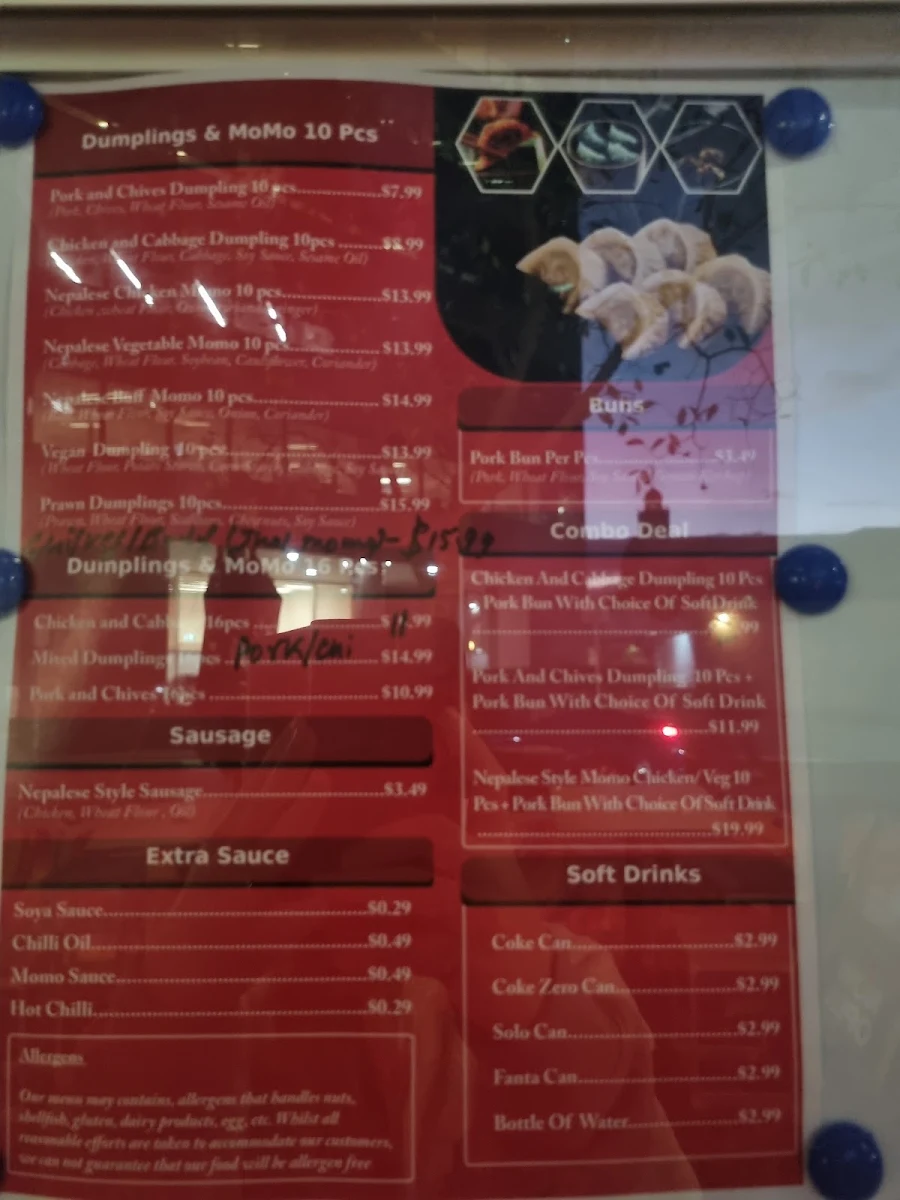 Menu, Dumplings & MoMo House