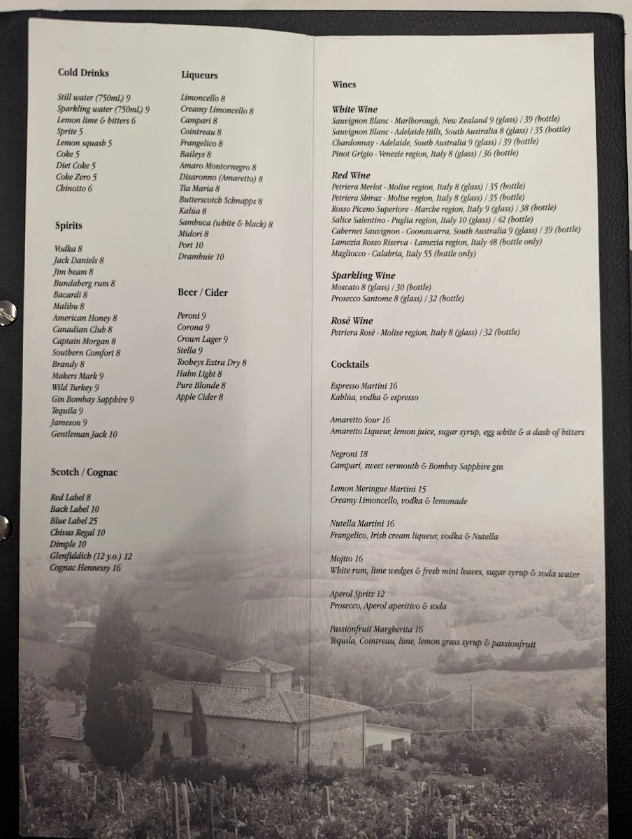 Menu, Barbara's Italian Restaurant