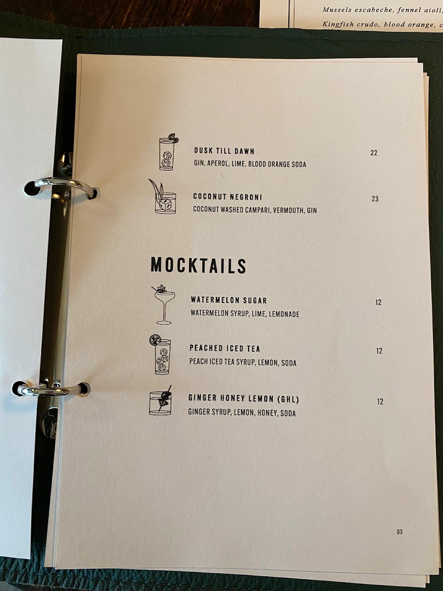 Menu, Windsor Wine Room