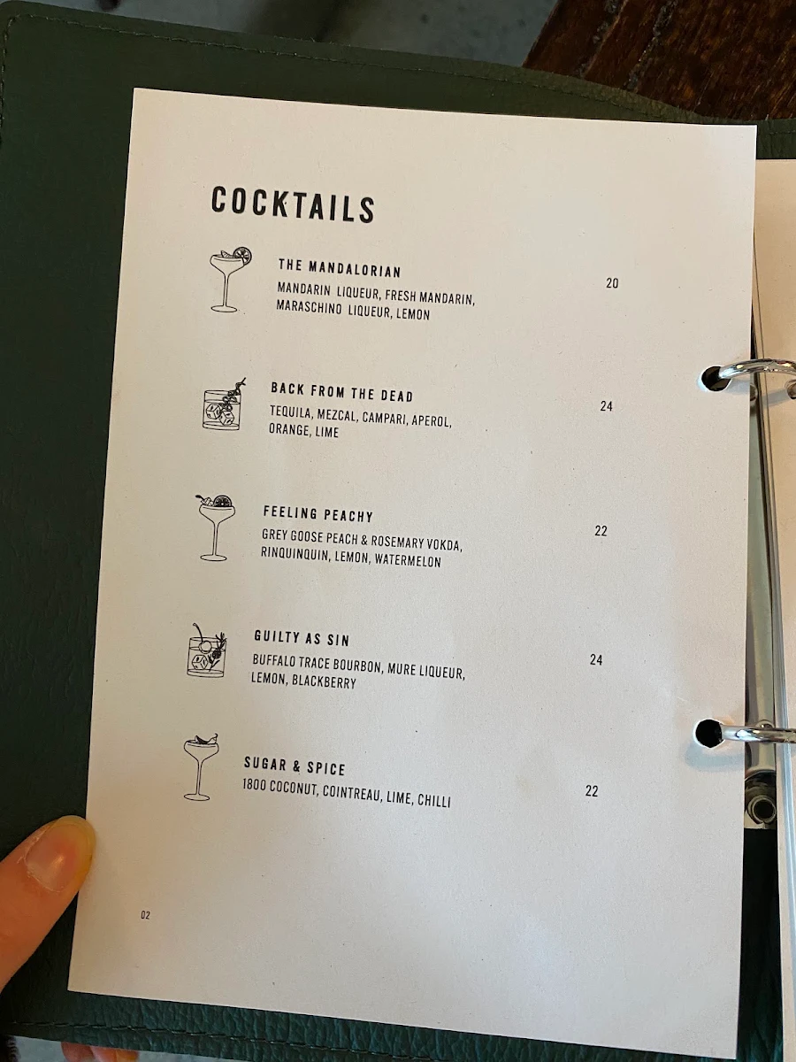 Menu, Windsor Wine Room