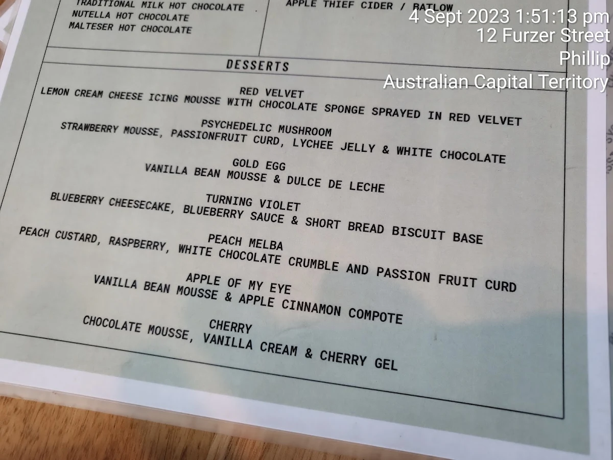 Menu, Space Kitchen