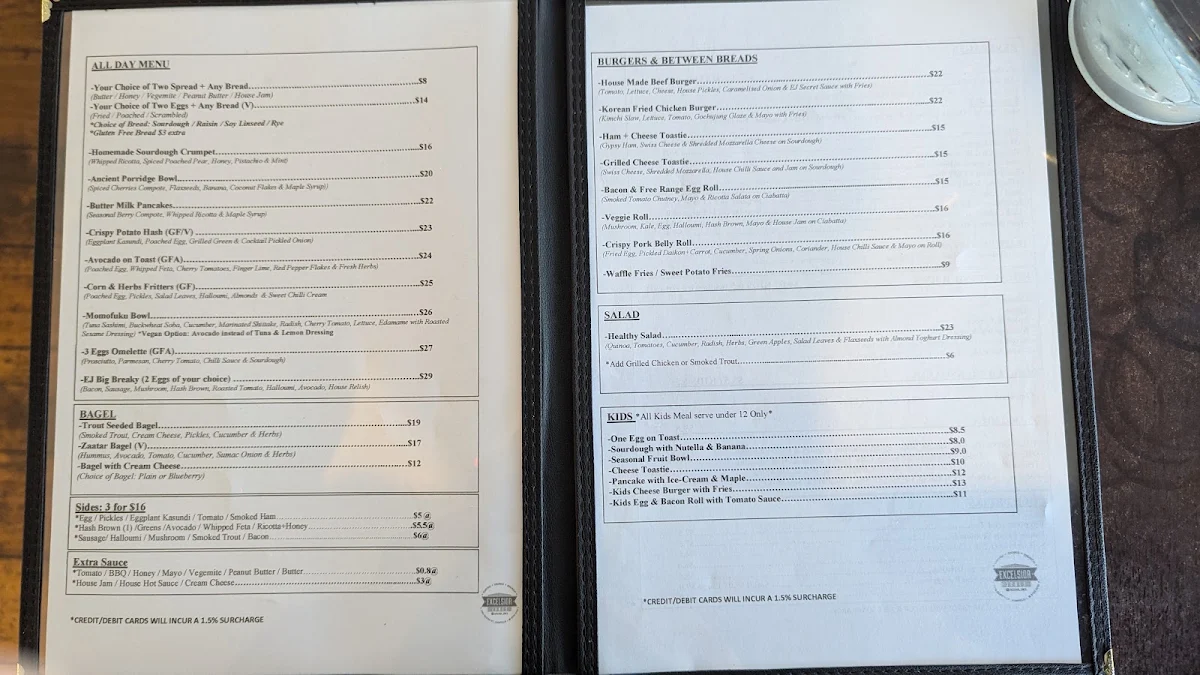 Menu, Excelsior Jones
