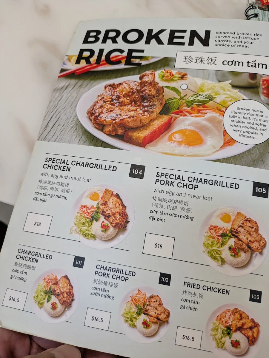 Menu, Pho Bo Ga Mekong Vietnam