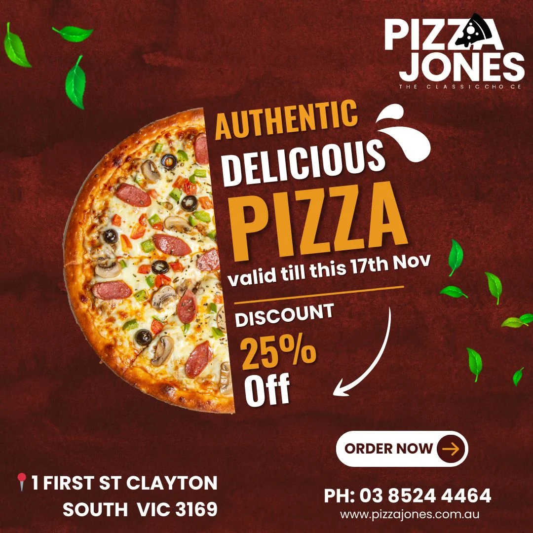Menu, Pizza Jones