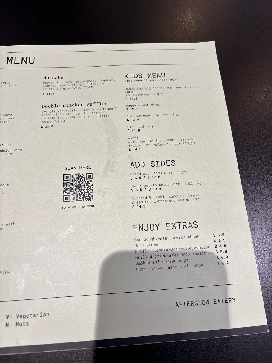 Menu, Afterglow Eatery | Epping Cafe