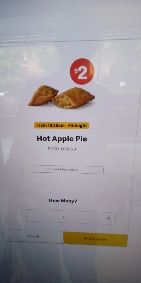 Menu, McDonald's Merrylands