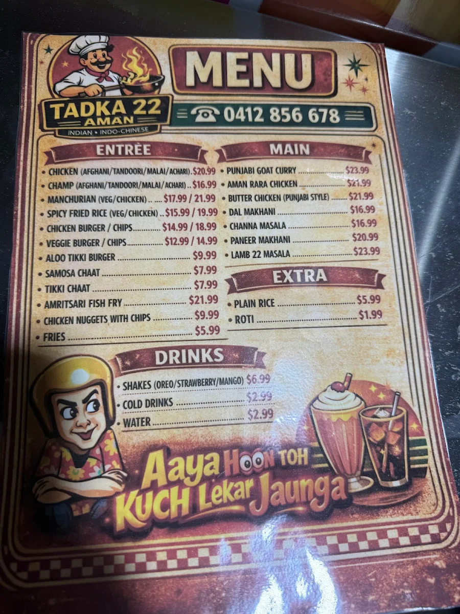 Menu, TADKA 22 AMAN
