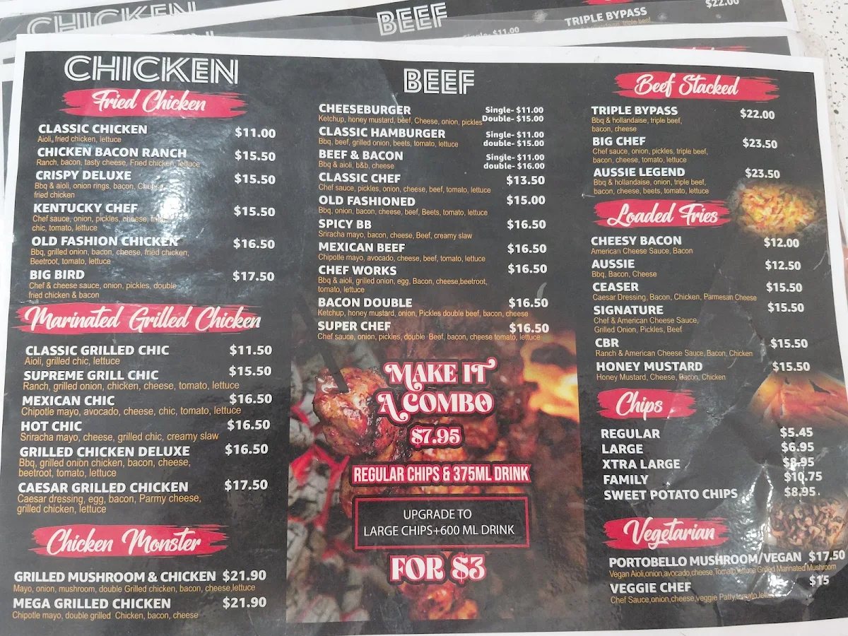 Menu, Burger Chef