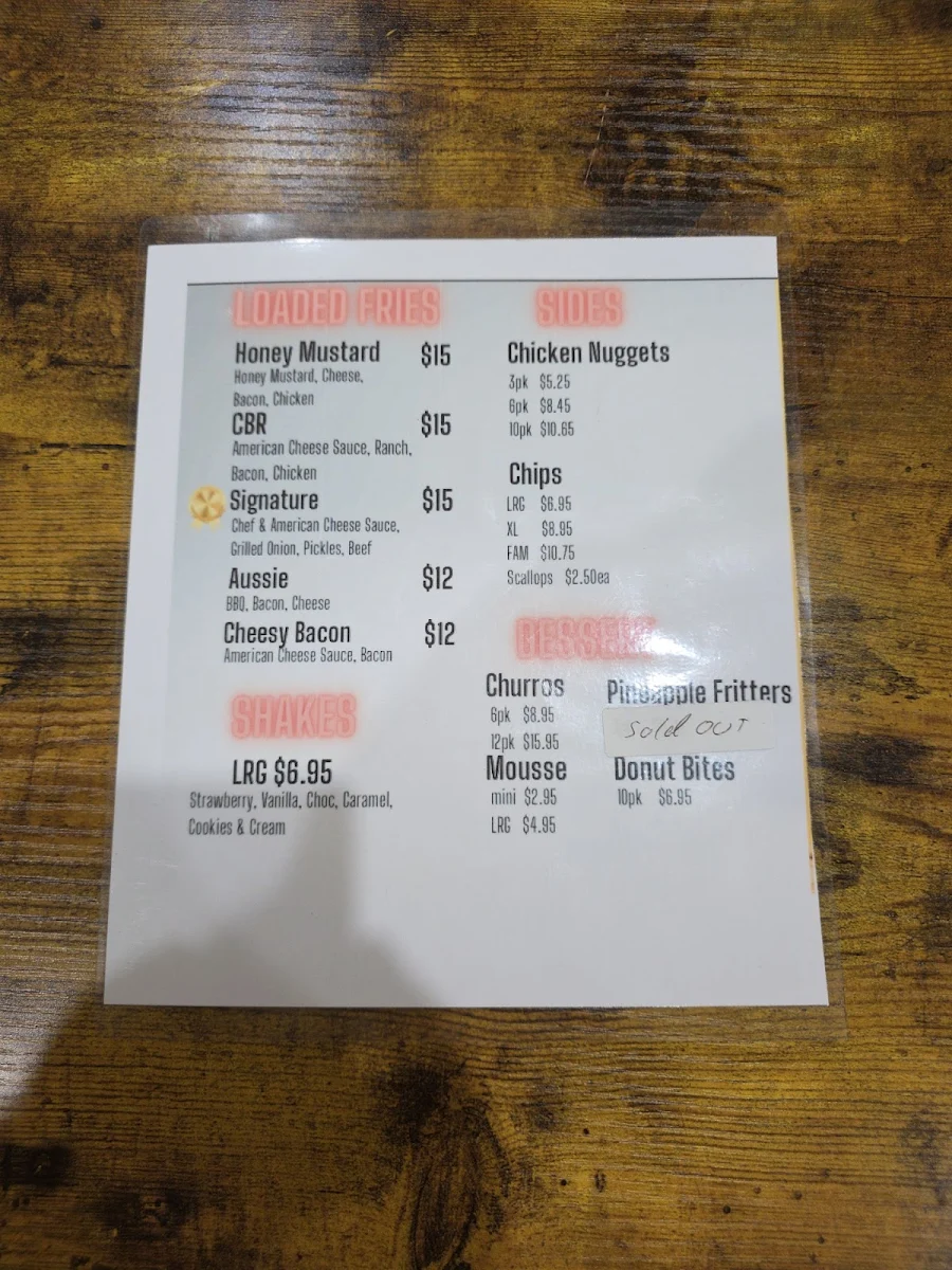 Menu, Burger Chef