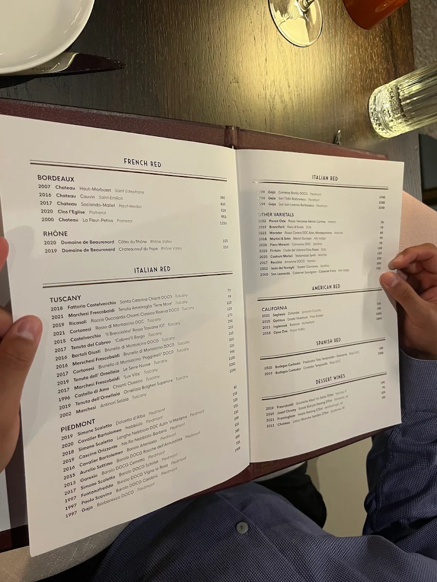 Menu, Como Restaurant
