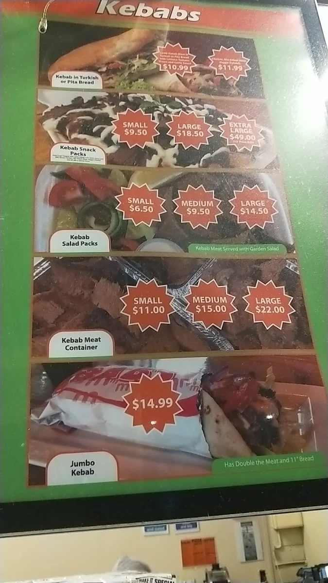 Menu, Evergreen Pizzeria