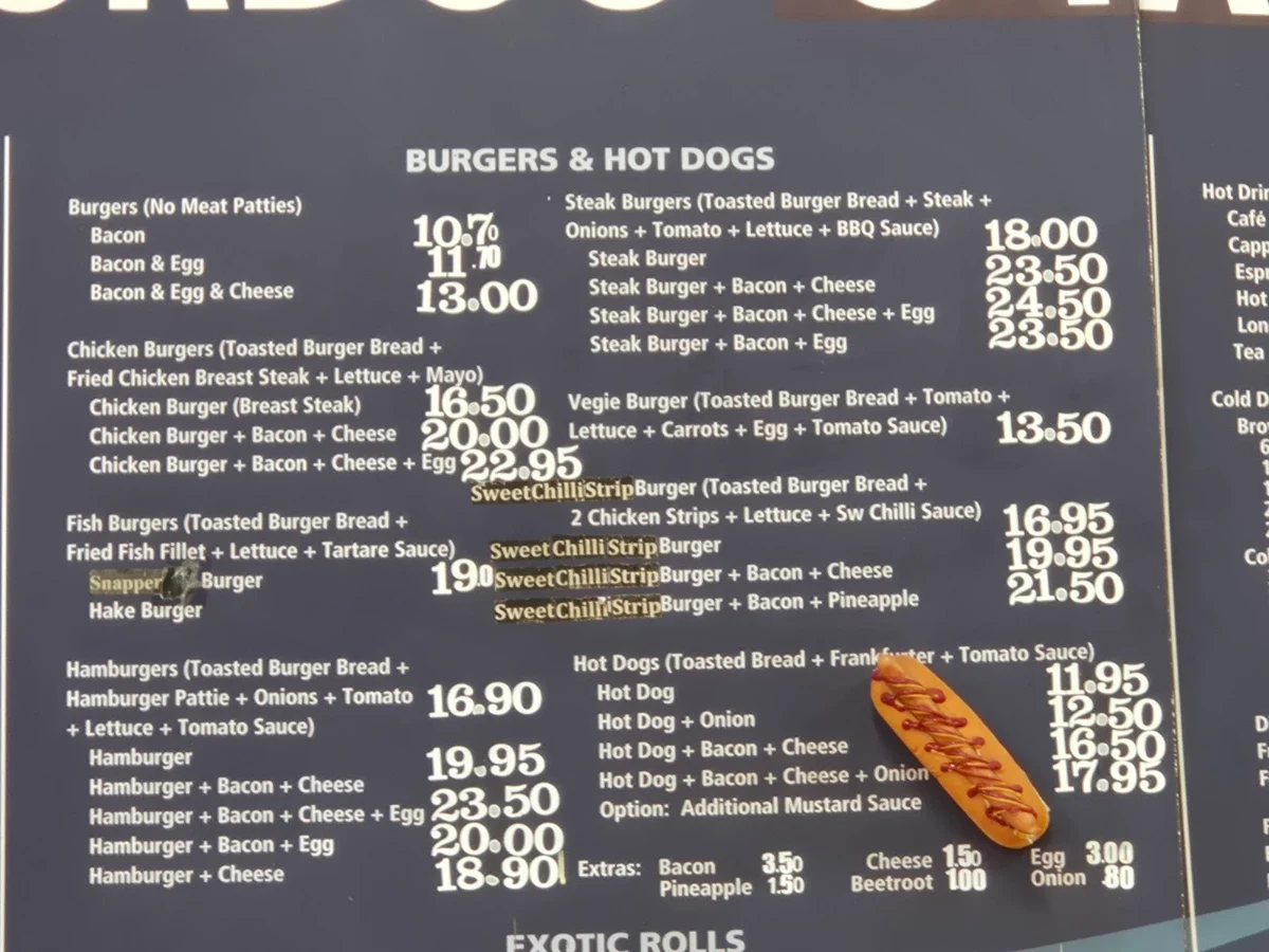 Menu, Paraburdoo's Table