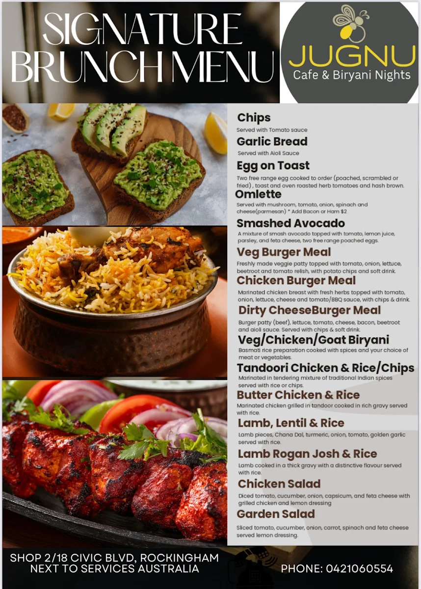 Menu, Jugnu Cafe and Biryani Nights