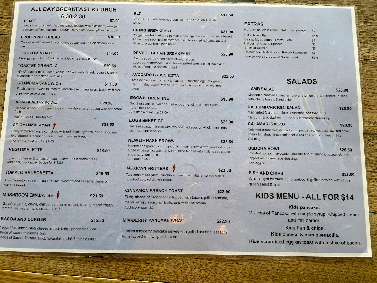Menu, Delicious Fingers