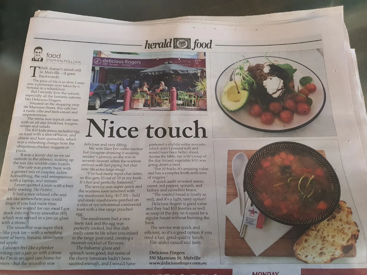 Menu, Delicious Fingers