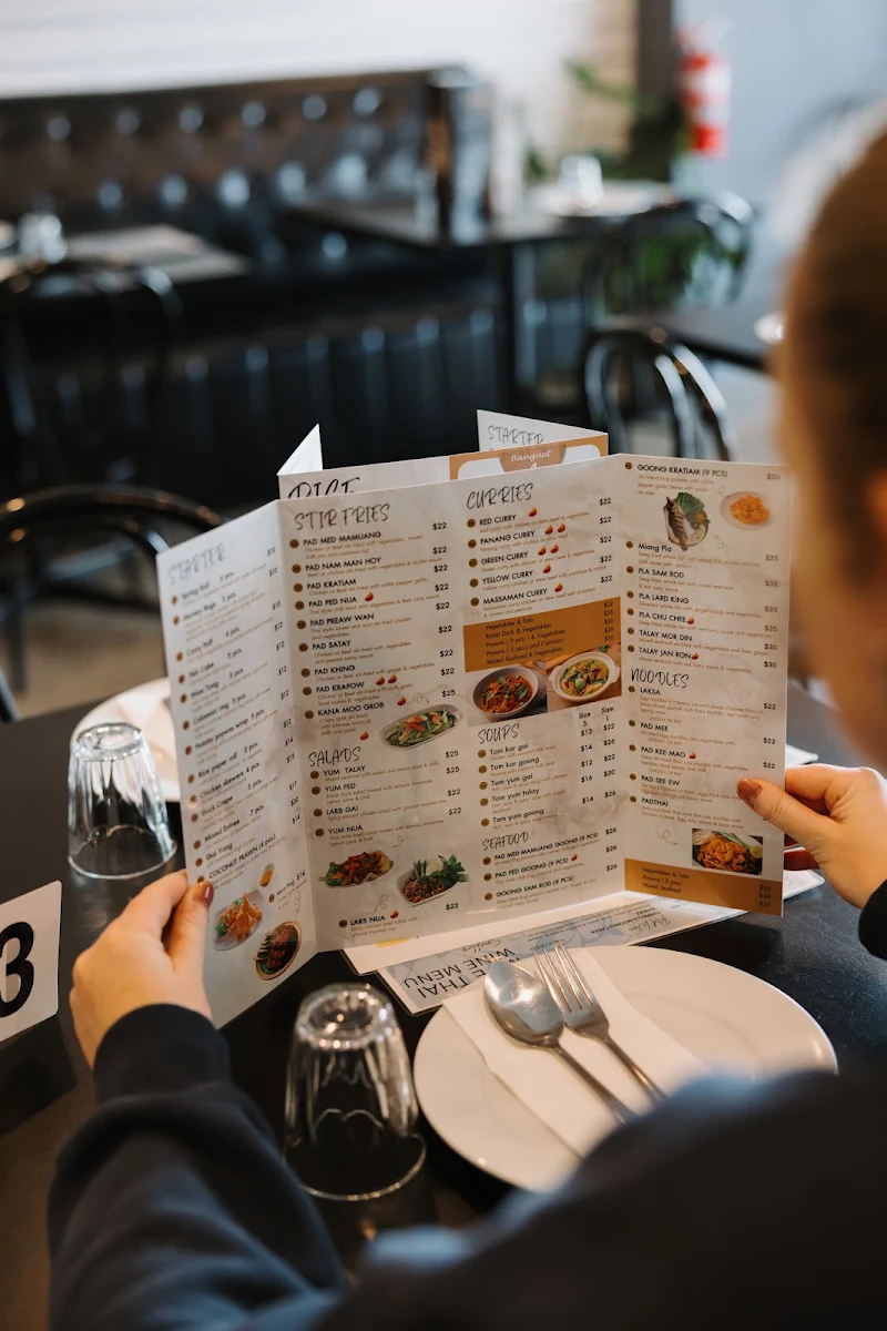 Menu, Moe Thai Restaurant