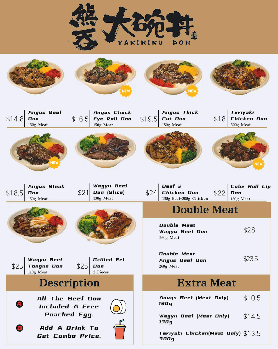 Menu, Kumadon Burwood