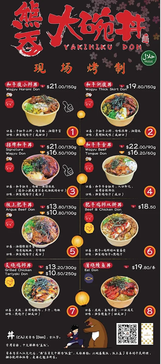 Menu, Kumadon Burwood