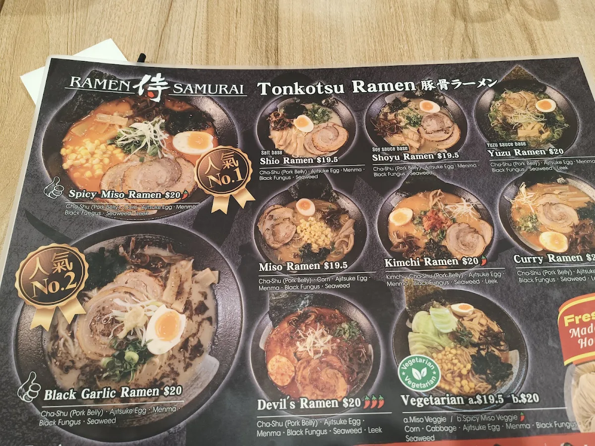 Menu, Ramen Samurai