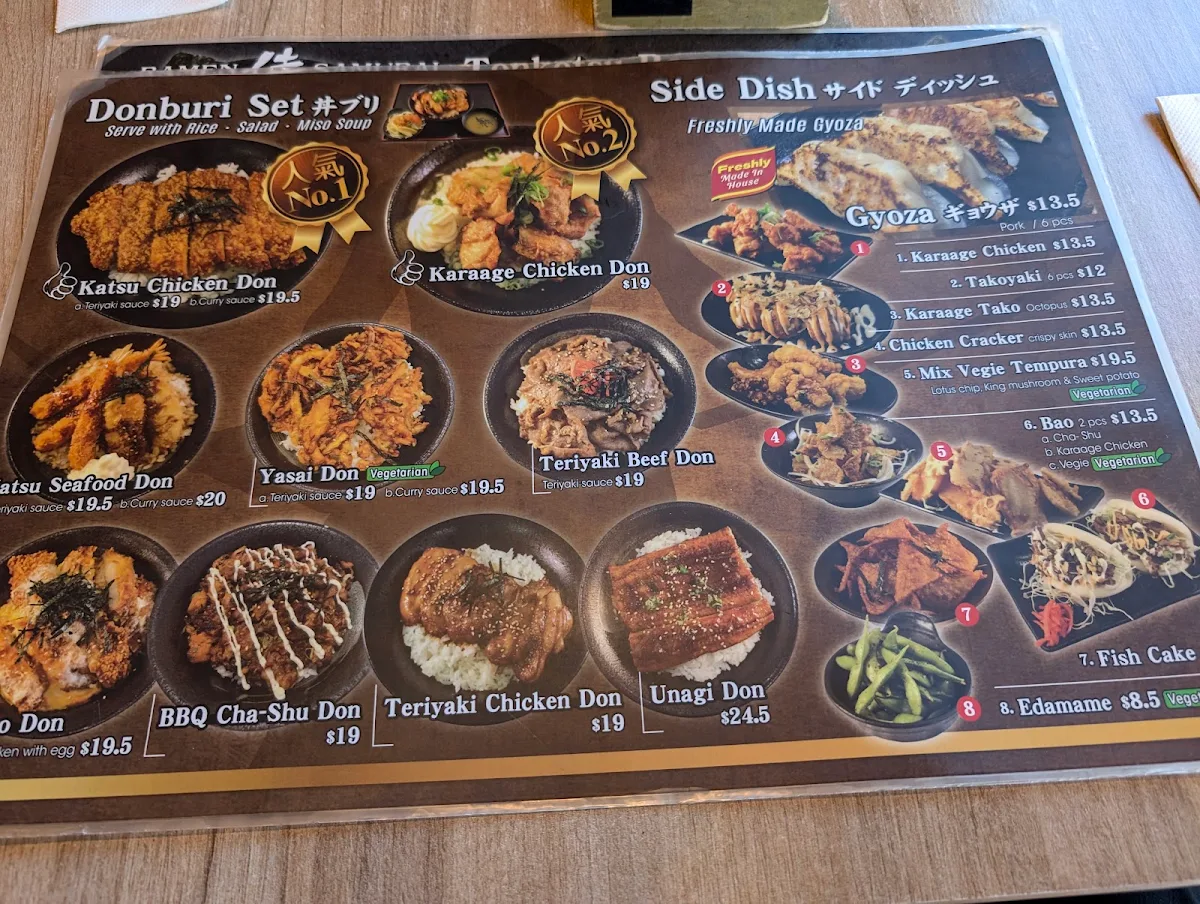 Menu, Ramen Samurai
