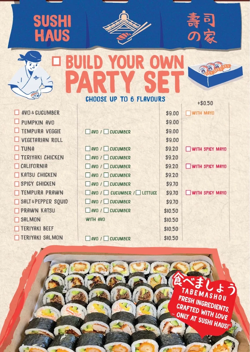 Menu, Sushi Haus