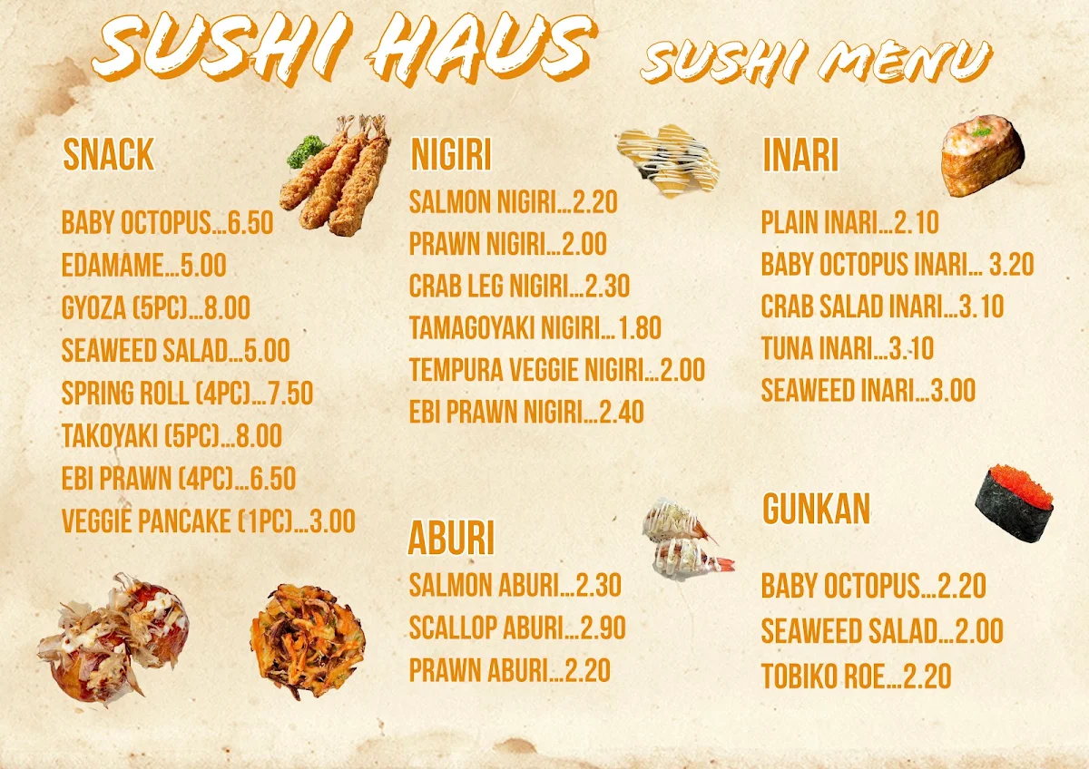 Menu, Sushi Haus