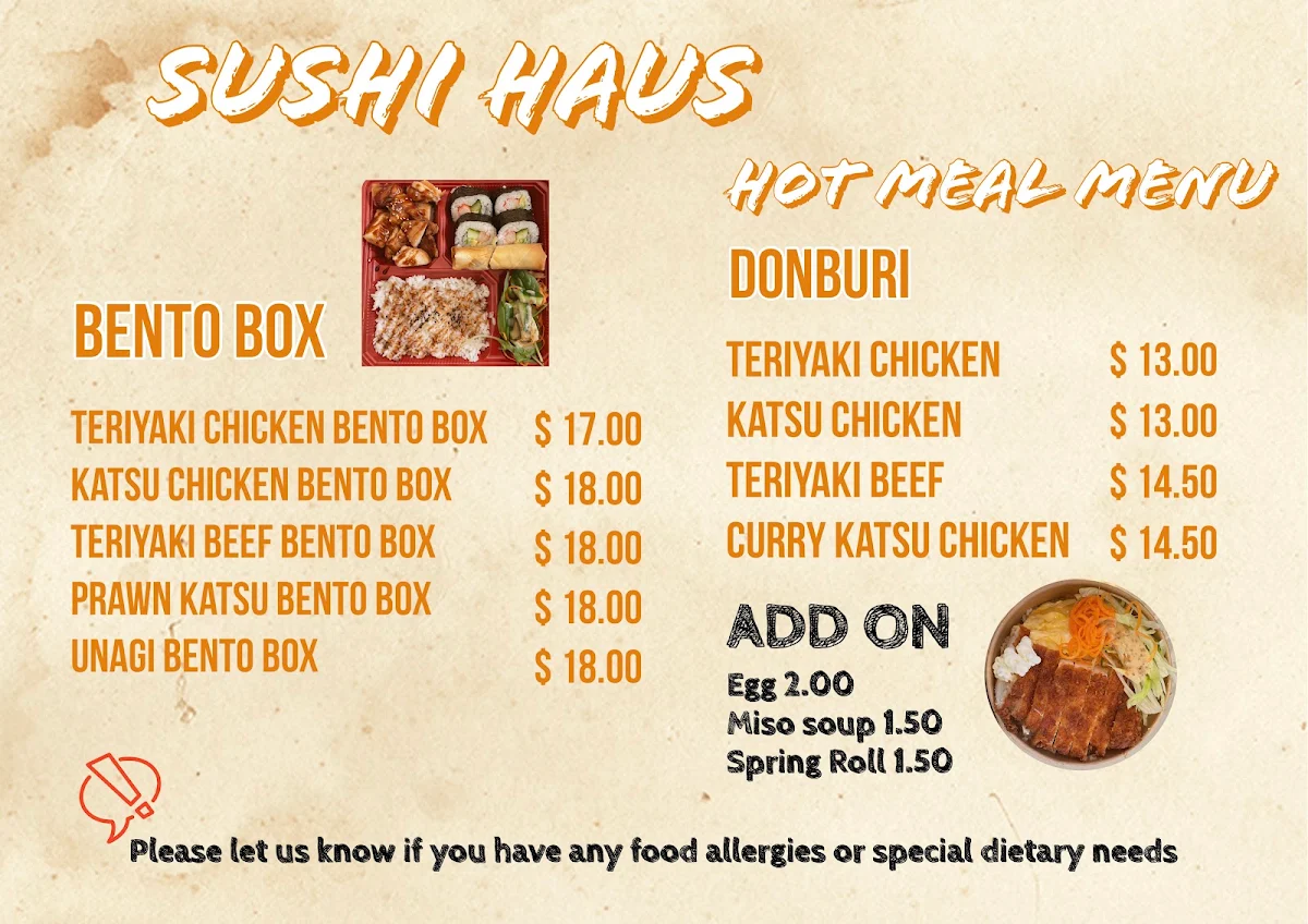 Menu, Sushi Haus