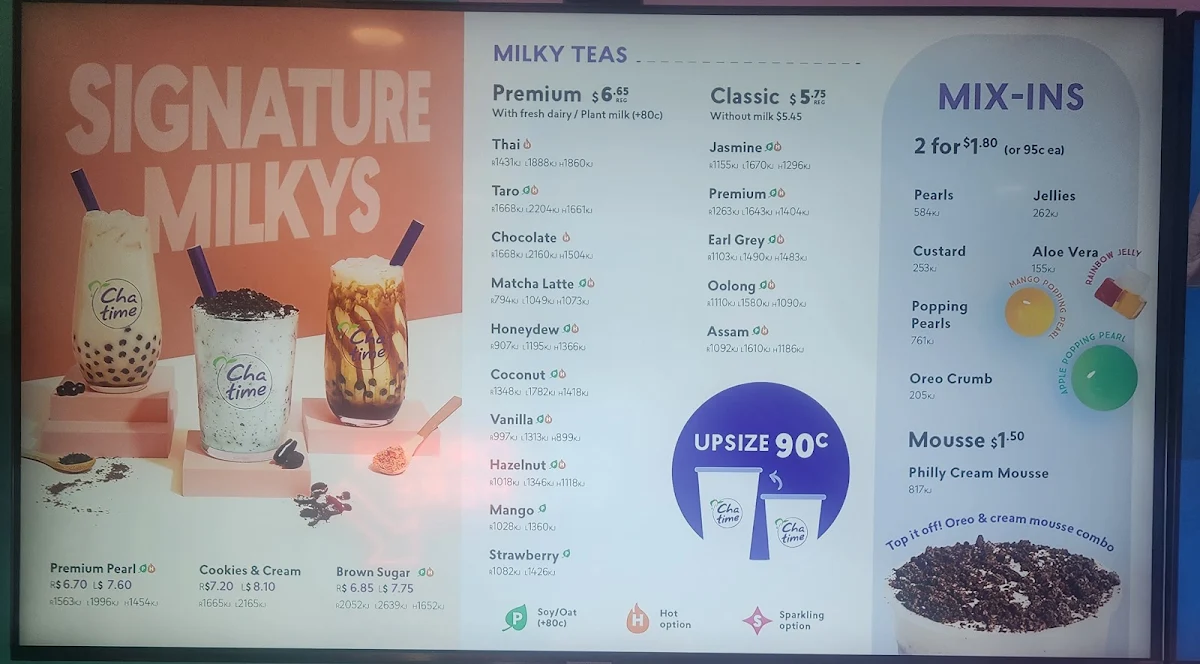 Menu, Chatime Hallett Cove