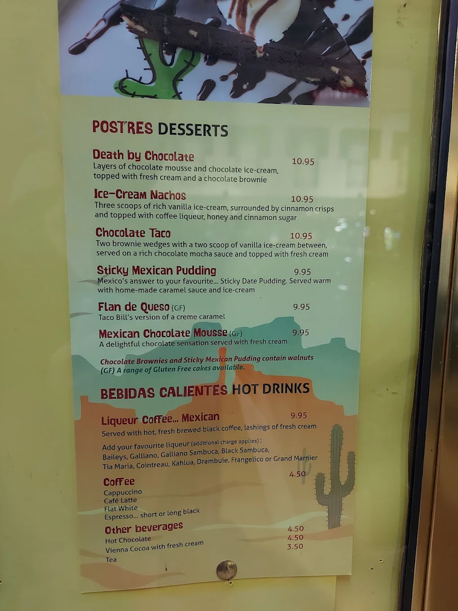 Menu, Taco Bill - Albury