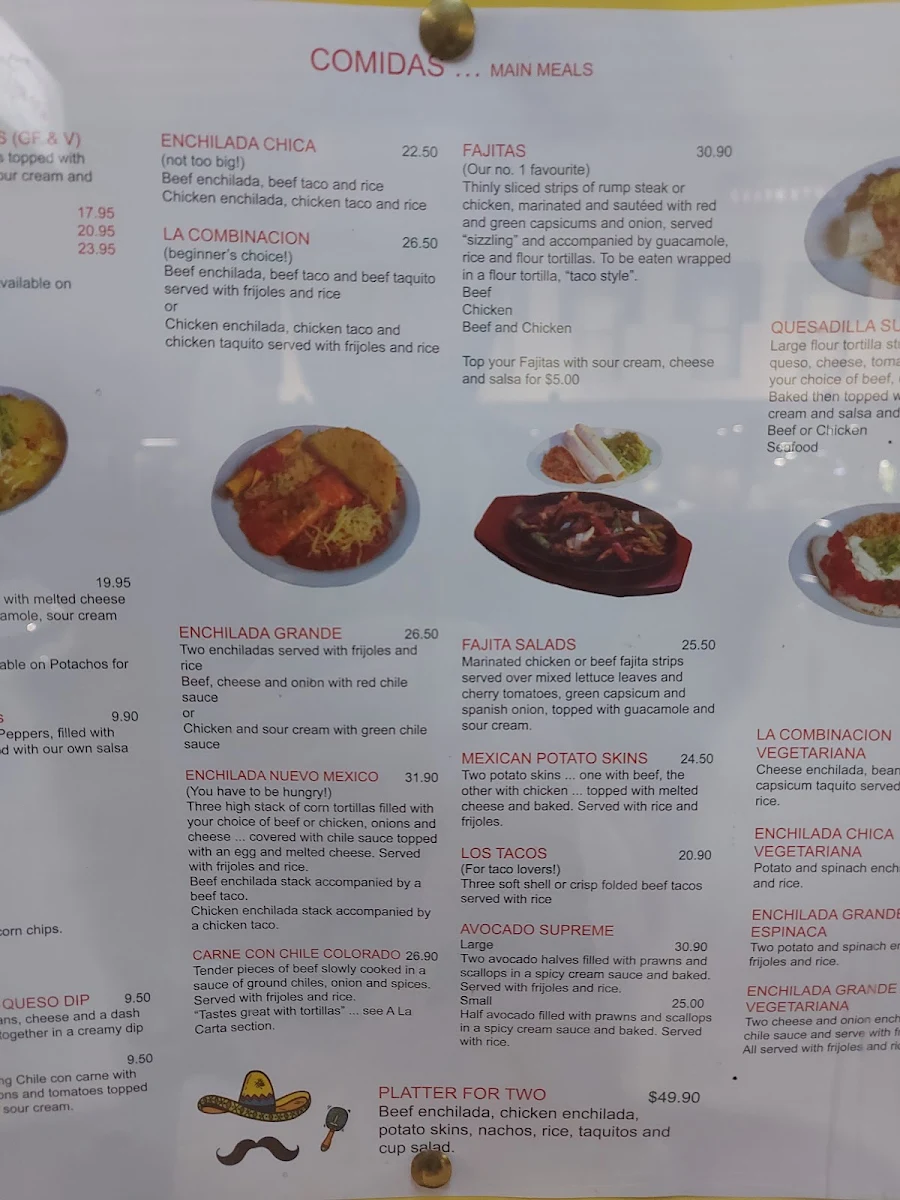 Menu, Taco Bill - Albury