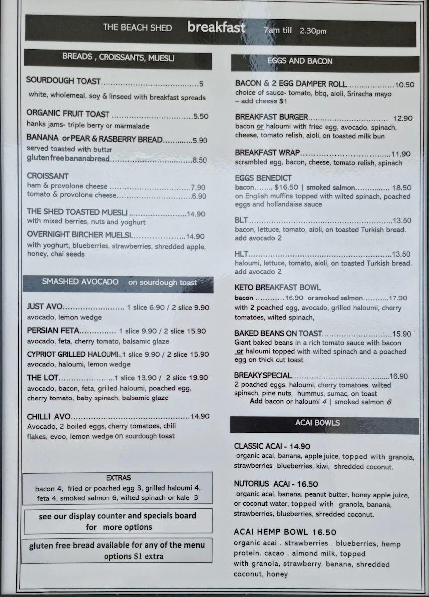 Menu, Girdlers Café - Dee Why