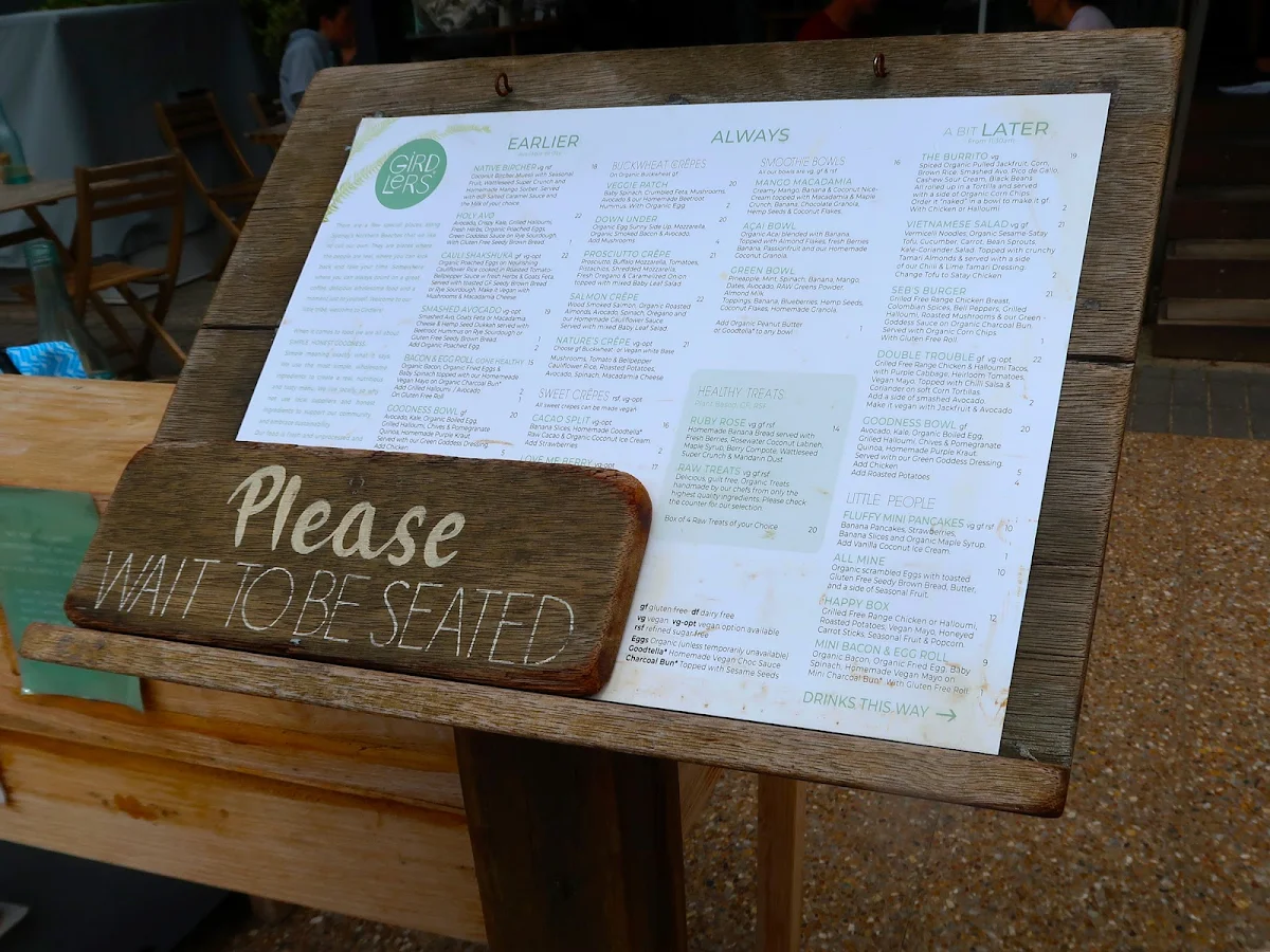 Menu, Girdlers Café - Dee Why