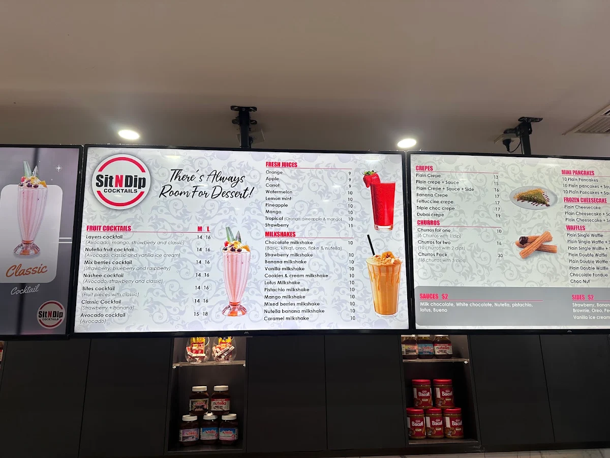 Menu, Sit N Dip Cocktails