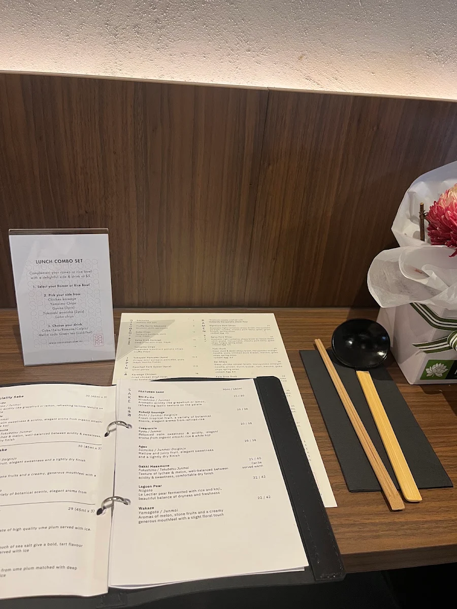 Menu, Sara Ramen & Yakitori Bar