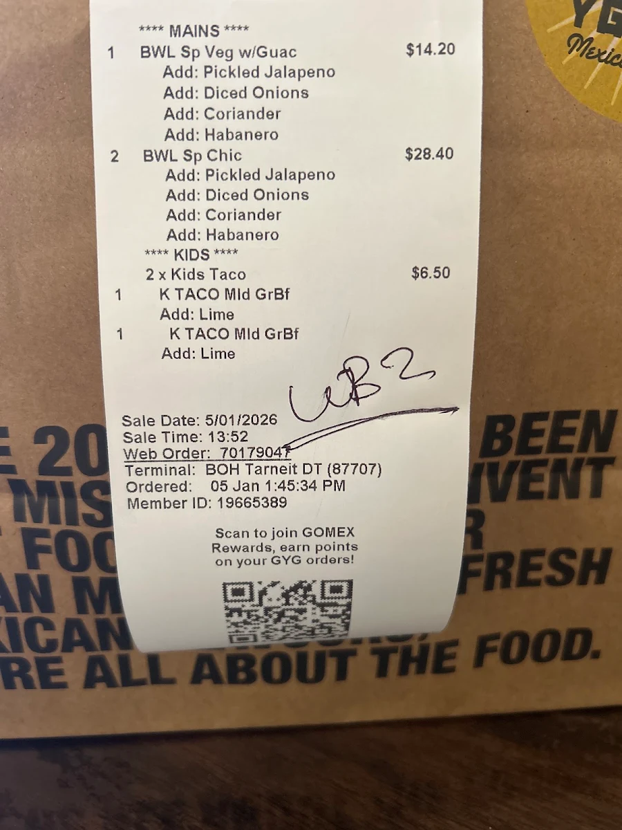 Menu, Guzman y Gomez - Tarneit