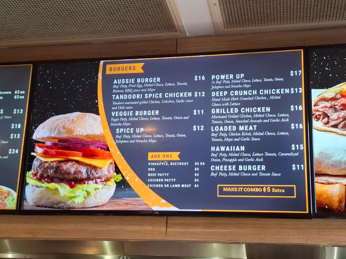 Menu, Springhill Kebab & Burger