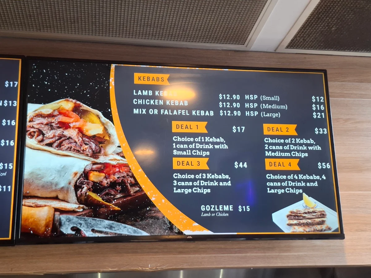 Menu, Springhill Kebab & Burger