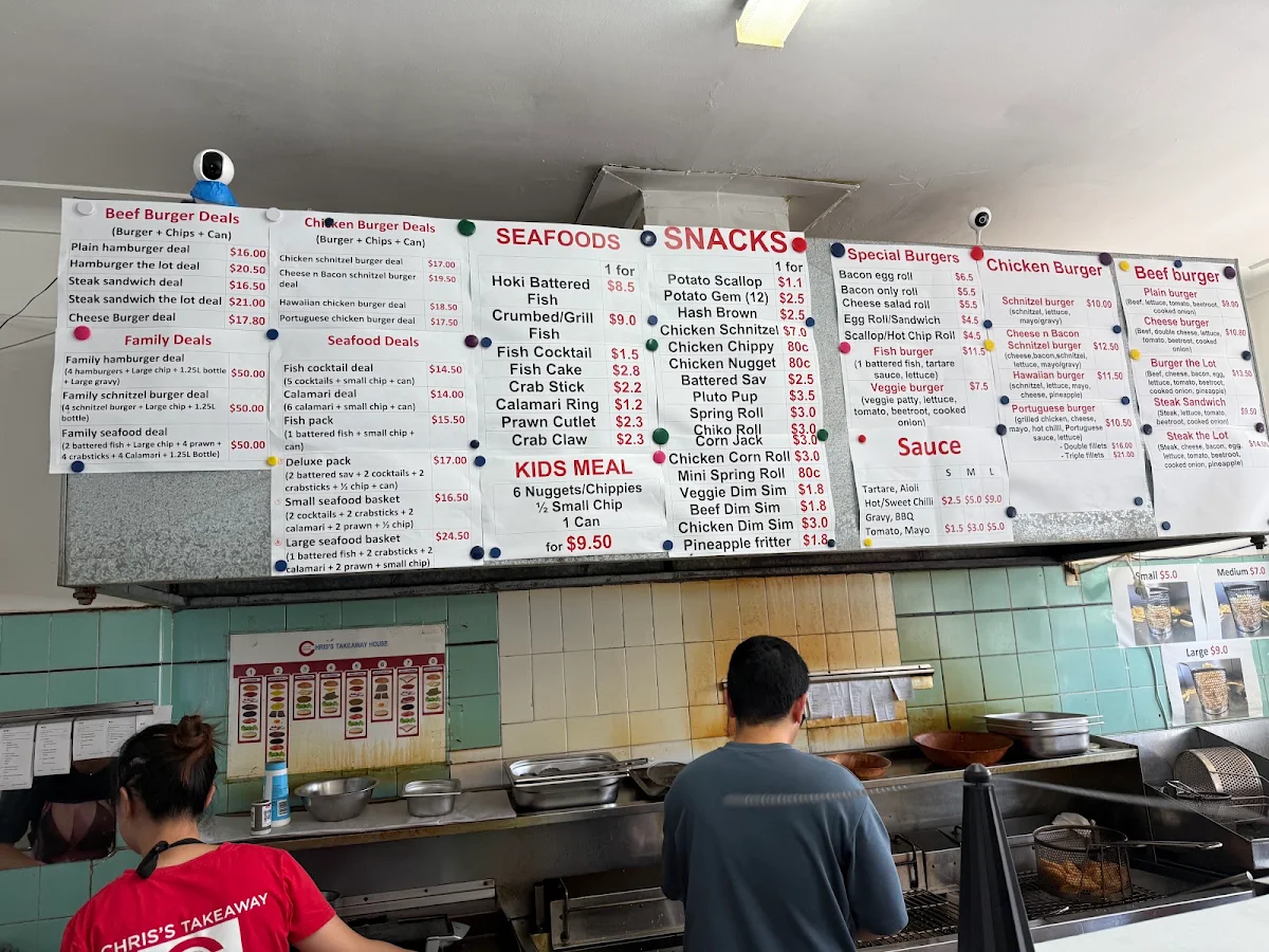 Menu, Chris's Takeaway East Corrimal