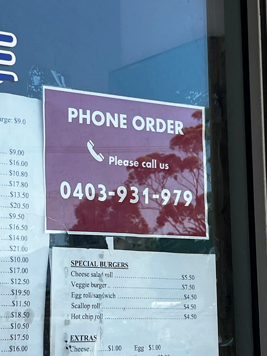 Menu, Chris's Takeaway East Corrimal