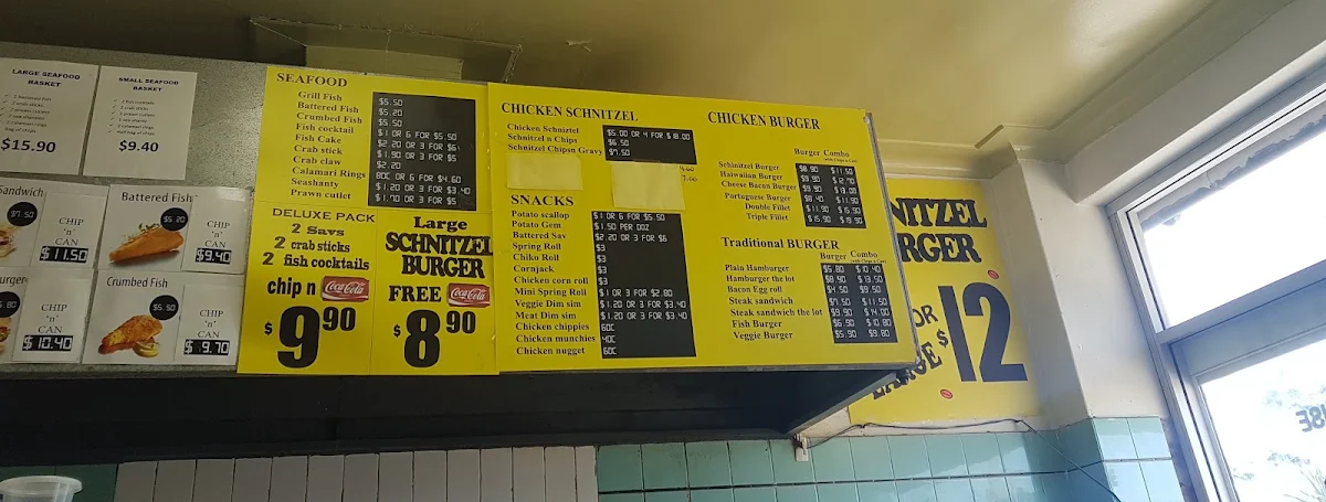 Menu, Chris's Takeaway East Corrimal