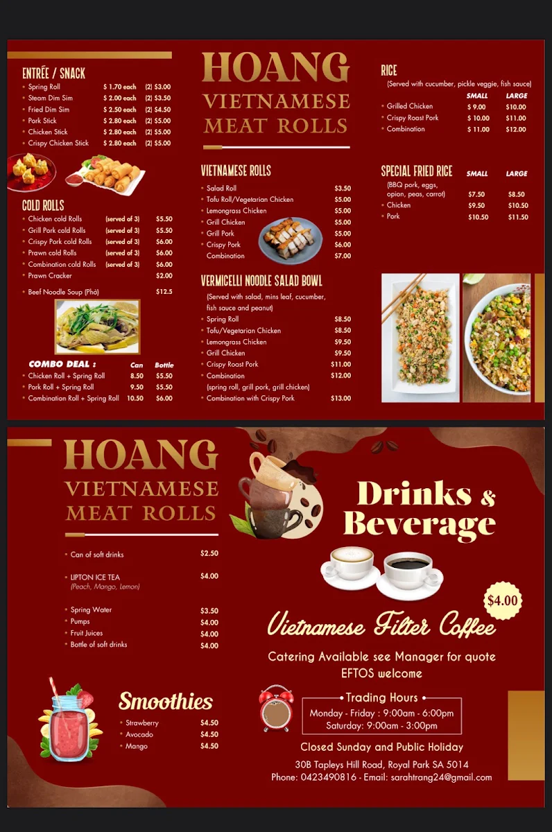 Menu, Hoang Vietnamese Meat Rolls